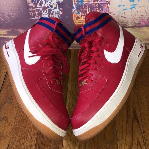 Nike Mens Air Force 1 07 High ‘Gym Red/White/Blue’ - Picture 2 of 4